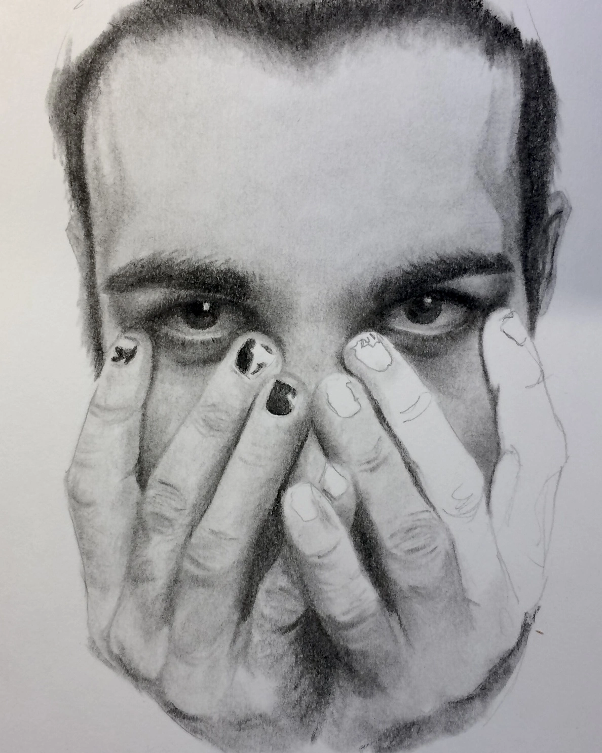 a charcoal drawing of Pete Wentz